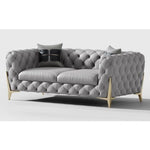 Elegant Solid Wood & Stainless Steel Sofa with PU Leather Upholstery – Chic Modern Design for Stylish Living Rooms fmfd-5051