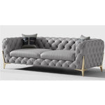 Elegant Solid Wood & Stainless Steel Sofa with PU Leather Upholstery – Chic Modern Design for Stylish Living Rooms fmfd-5051