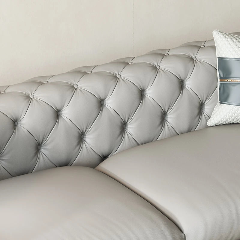 Elegant Solid Wood & Stainless Steel Sofa with PU Leather Upholstery – Chic Modern Design for Stylish Living Rooms fmfd-5051