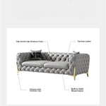 Elegant Solid Wood & Stainless Steel Sofa with PU Leather Upholstery – Chic Modern Design for Stylish Living Rooms fmfd-5051