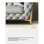 Elegant Solid Wood & Stainless Steel Sofa with PU Leather Upholstery – Chic Modern Design for Stylish Living Rooms fmfd-5051