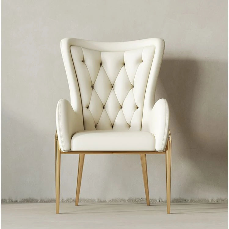 Elegant Solid Wood Armchair with Stainless Steel Legs and PU Leather Upholstery - Modern Luxury Seating for Home and Office fmfd-5052