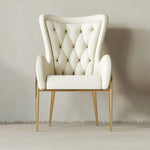 Elegant Solid Wood Armchair with Stainless Steel Legs and PU Leather Upholstery - Modern Luxury Seating for Home and Office fmfd-5052