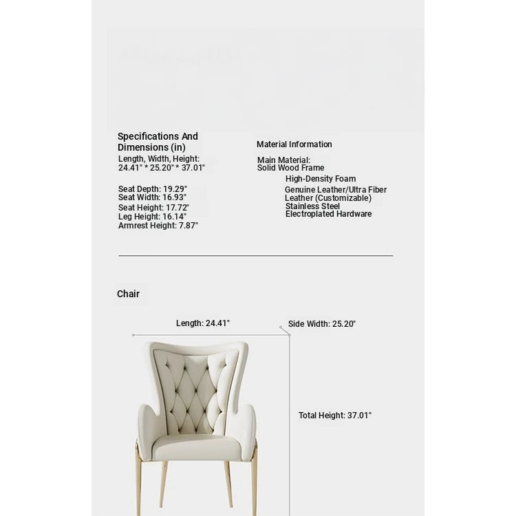 Elegant Solid Wood Armchair with Stainless Steel Legs and PU Leather Upholstery - Modern Luxury Seating for Home and Office fmfd-5052