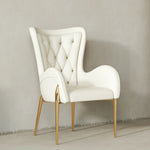Elegant Solid Wood Armchair with Stainless Steel Legs and PU Leather Upholstery - Modern Luxury Seating for Home and Office fmfd-5052