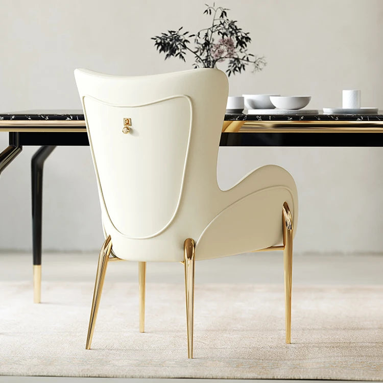 Elegant Solid Wood Armchair with Stainless Steel Legs and PU Leather Upholstery - Modern Luxury Seating for Home and Office fmfd-5052