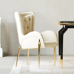 Elegant Solid Wood Armchair with Stainless Steel Legs and PU Leather Upholstery - Modern Luxury Seating for Home and Office fmfd-5052
