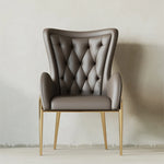 Elegant Solid Wood Armchair with Stainless Steel Legs and PU Leather Upholstery - Modern Luxury Seating for Home and Office fmfd-5052