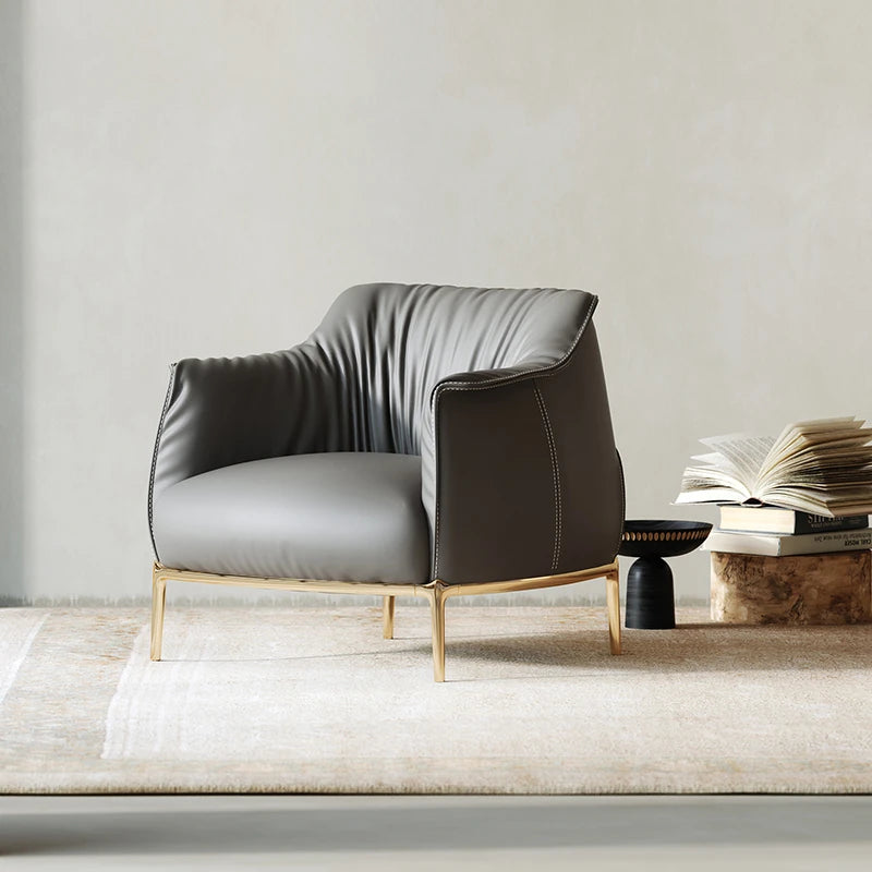 Stylish Solid Wood Chair with PU Leather Upholstery and Gold Legs - Modern Comfort for Your Home fmfd-5053