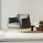 Stylish Solid Wood Chair with PU Leather Upholstery and Gold Legs - Modern Comfort for Your Home fmfd-5053