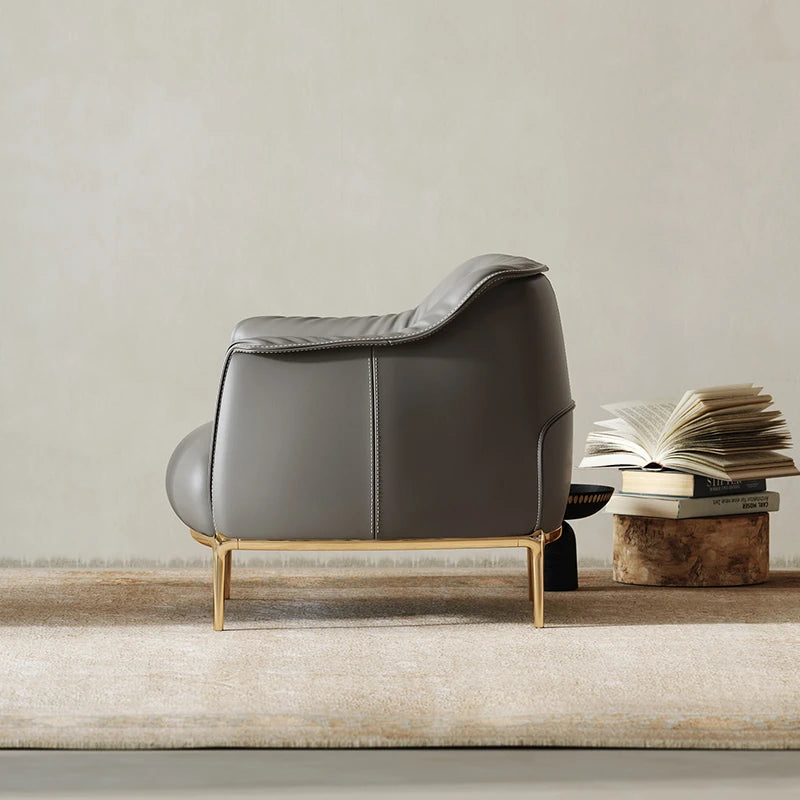 Stylish Solid Wood Chair with PU Leather Upholstery and Gold Legs - Modern Comfort for Your Home fmfd-5053