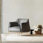 Stylish Solid Wood Chair with PU Leather Upholstery and Gold Legs - Modern Comfort for Your Home fmfd-5053