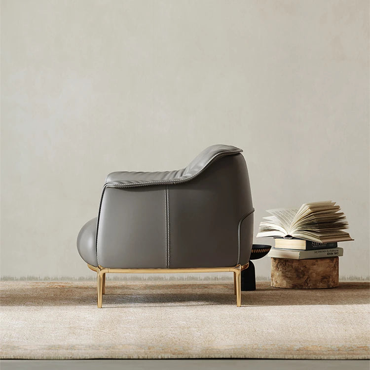Stylish Solid Wood Chair with PU Leather Upholstery and Gold Legs - Modern Comfort for Your Home fmfd-5053