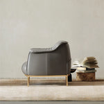 Stylish Solid Wood Chair with PU Leather Upholstery and Gold Legs - Modern Comfort for Your Home fmfd-5053