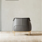 Stylish Solid Wood Chair with PU Leather Upholstery and Gold Legs - Modern Comfort for Your Home fmfd-5053
