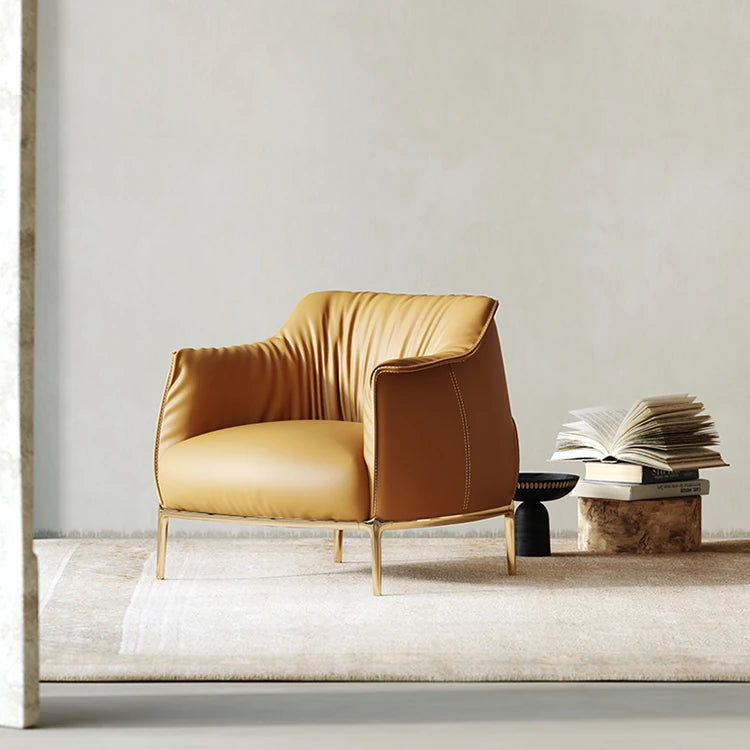 Stylish Solid Wood Chair with PU Leather Upholstery and Gold Legs - Modern Comfort for Your Home fmfd-5053