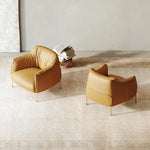 Stylish Solid Wood Chair with PU Leather Upholstery and Gold Legs - Modern Comfort for Your Home fmfd-5053