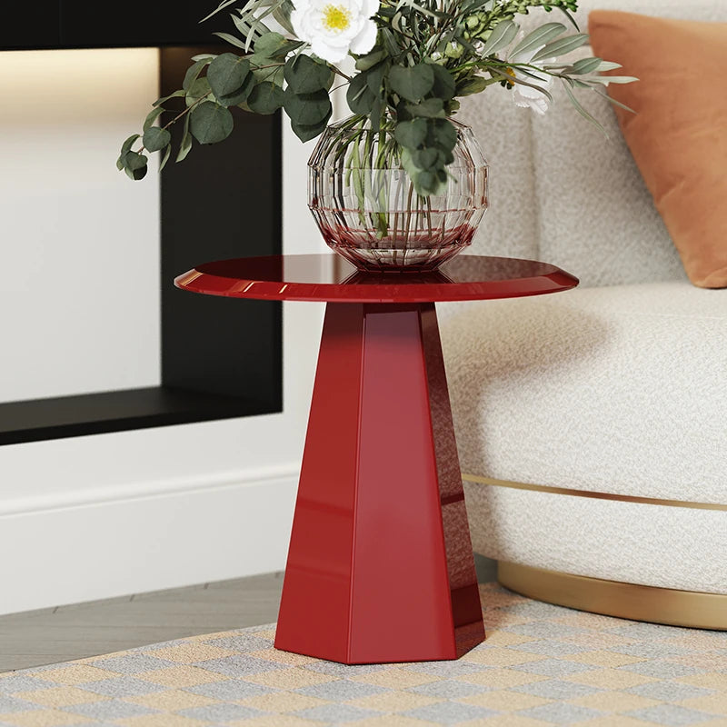 Stylish Modern Red Tea Table with Multi-layer Board Design for Living Room Decor fmfd-5055