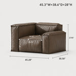 Modern Italian Minimalist Leather Sofa, Block-Style 2/3-Seater Straight Couch for Living Room fmfd-5056
