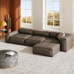 Modern Italian Minimalist Leather Sofa, Block-Style 2/3-Seater Straight Couch for Living Room fmfd-5056