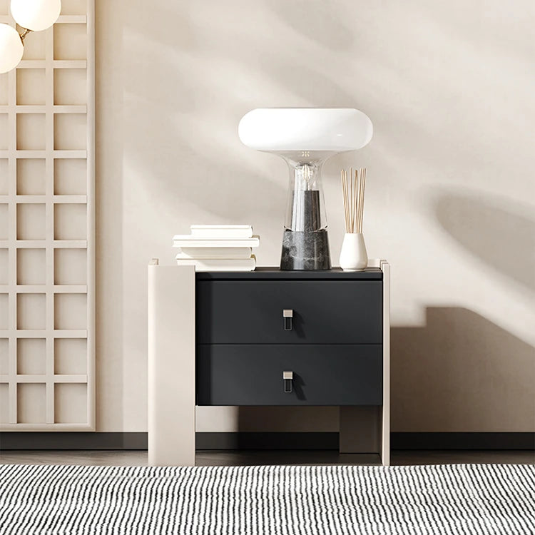 Stylish Oak Multi-Layer Board Bedside Cupboard with PU Leather Finish - Modern Storage Solution for Your Bedroom fmfd-5057