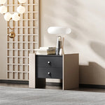 Stylish Oak Multi-Layer Board Bedside Cupboard with PU Leather Finish - Modern Storage Solution for Your Bedroom fmfd-5057