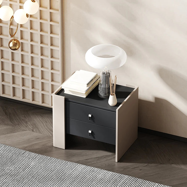 Stylish Oak Multi-Layer Board Bedside Cupboard with PU Leather Finish - Modern Storage Solution for Your Bedroom fmfd-5057