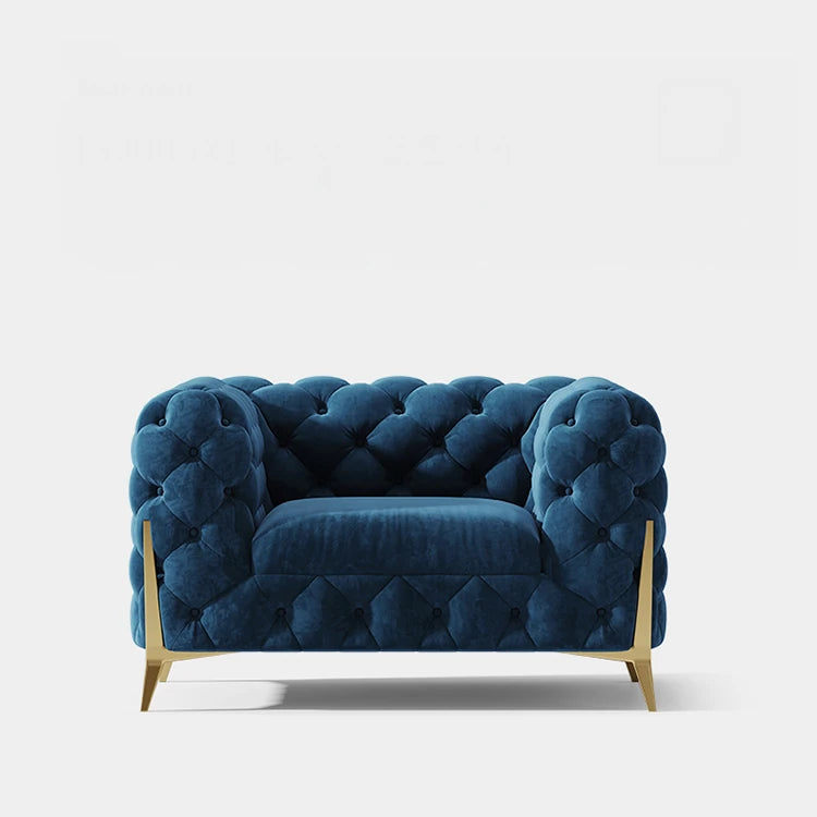 Chic Blue Velvet Sofa with Pine Stainless Frame - Modern Design for Cozy Living Rooms fmfd-5060