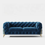 Chic Blue Velvet Sofa with Pine Stainless Frame - Modern Design for Cozy Living Rooms fmfd-5060