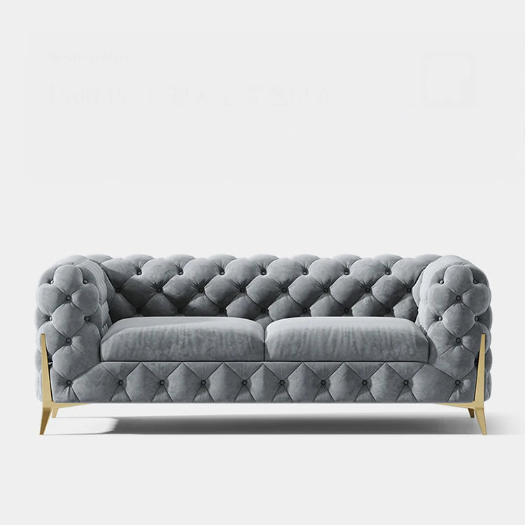 Chic Blue Velvet Sofa with Pine Stainless Frame - Modern Design for Cozy Living Rooms fmfd-5060
