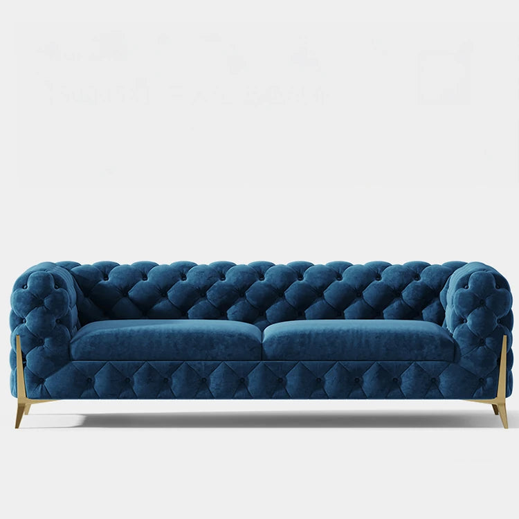 Chic Blue Velvet Sofa with Pine Stainless Frame - Modern Design for Cozy Living Rooms fmfd-5060