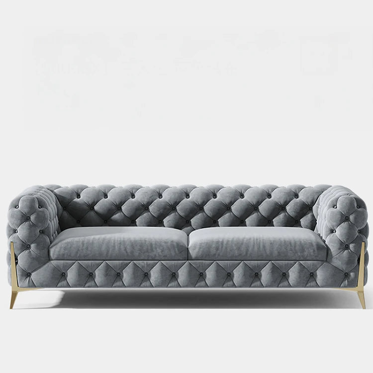 Chic Blue Velvet Sofa with Pine Stainless Frame - Modern Design for Cozy Living Rooms fmfd-5060