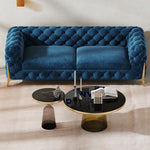 Chic Blue Velvet Sofa with Pine Stainless Frame - Modern Design for Cozy Living Rooms fmfd-5060