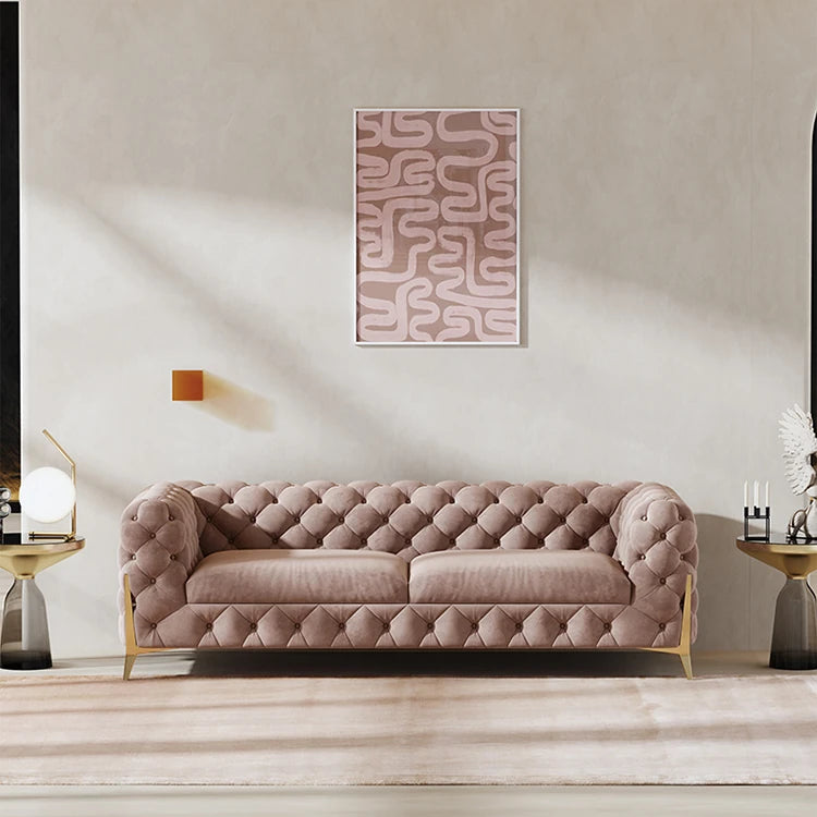 Chic Blue Velvet Sofa with Pine Stainless Frame - Modern Design for Cozy Living Rooms fmfd-5060