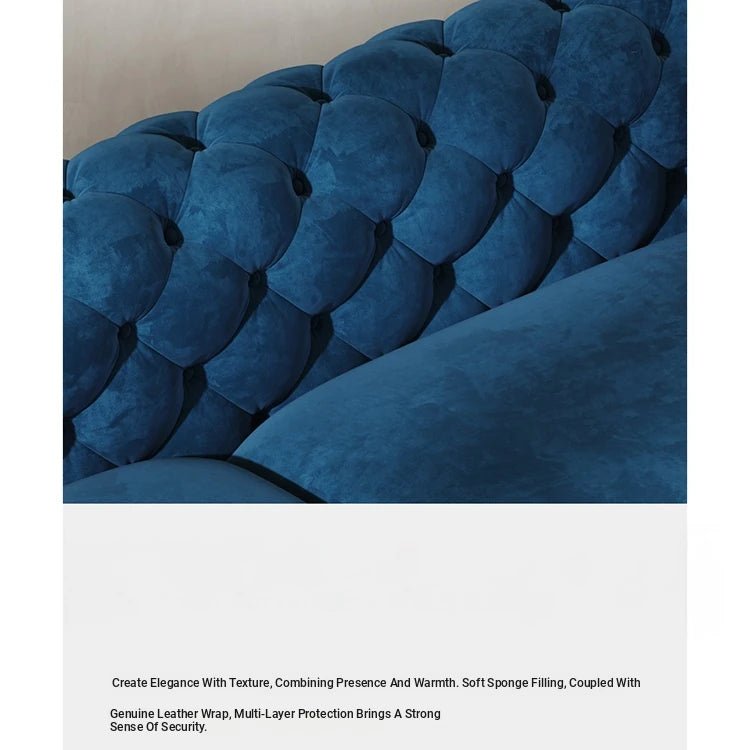 Chic Blue Velvet Sofa with Pine Stainless Frame - Modern Design for Cozy Living Rooms fmfd-5060