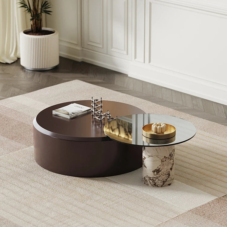 Stylish Multi-Layer Board Tea Table with Tempered Glass Top – Modern Coffee Table for Living Room Décor fmfd-5061