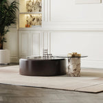 Stylish Multi-Layer Board Tea Table with Tempered Glass Top – Modern Coffee Table for Living Room Décor fmfd-5061