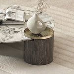Elegant Marble Multi-layer Board Stainless Steel Coffee Table – Modern Round Design for Living Room Decor fmfd-5063