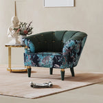 Stylish Pine PU Leather Accent Chair with Elegant Floral Design - Perfect for Living Room Decor fmfd-5068