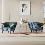 Stylish Pine PU Leather Accent Chair with Elegant Floral Design - Perfect for Living Room Decor fmfd-5068