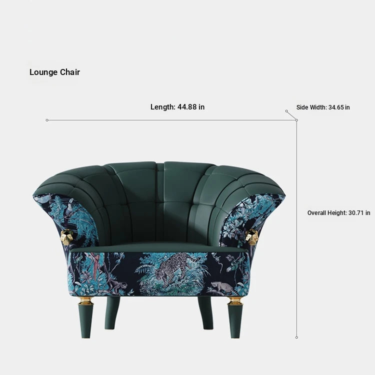 Stylish Pine PU Leather Accent Chair with Elegant Floral Design - Perfect for Living Room Decor fmfd-5068