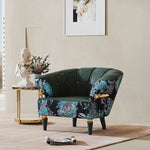 Stylish Pine PU Leather Accent Chair with Elegant Floral Design - Perfect for Living Room Decor fmfd-5068