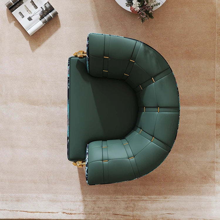 Stylish Pine PU Leather Accent Chair with Elegant Floral Design - Perfect for Living Room Decor fmfd-5068