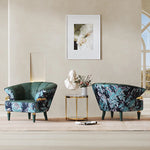 Stylish Pine PU Leather Accent Chair with Elegant Floral Design - Perfect for Living Room Decor fmfd-5068
