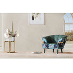 Stylish Pine PU Leather Accent Chair with Elegant Floral Design - Perfect for Living Room Decor fmfd-5068