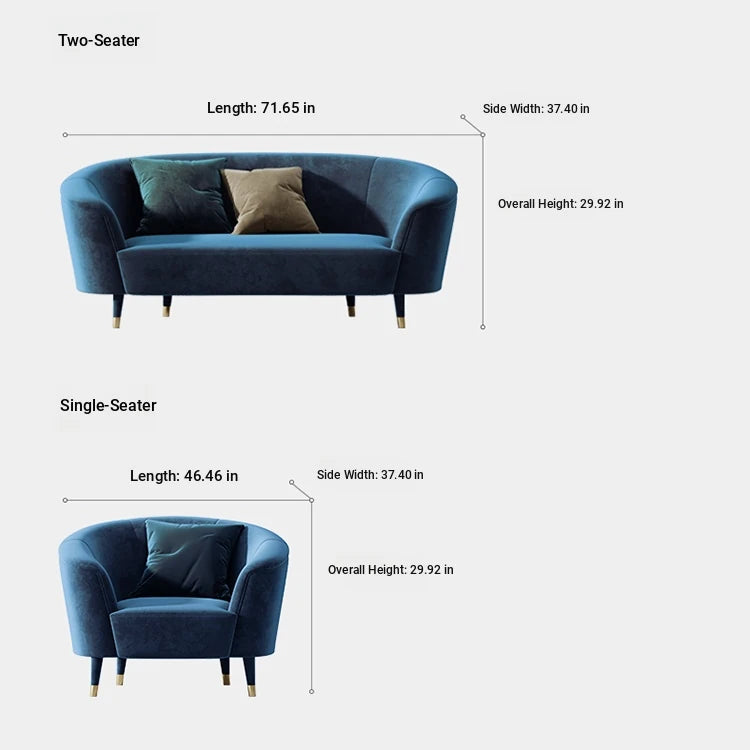 Elegant Blue Velvet Sofa with Pine Frame - Modern Comfort for Stylish Living Spaces fmfd-5070