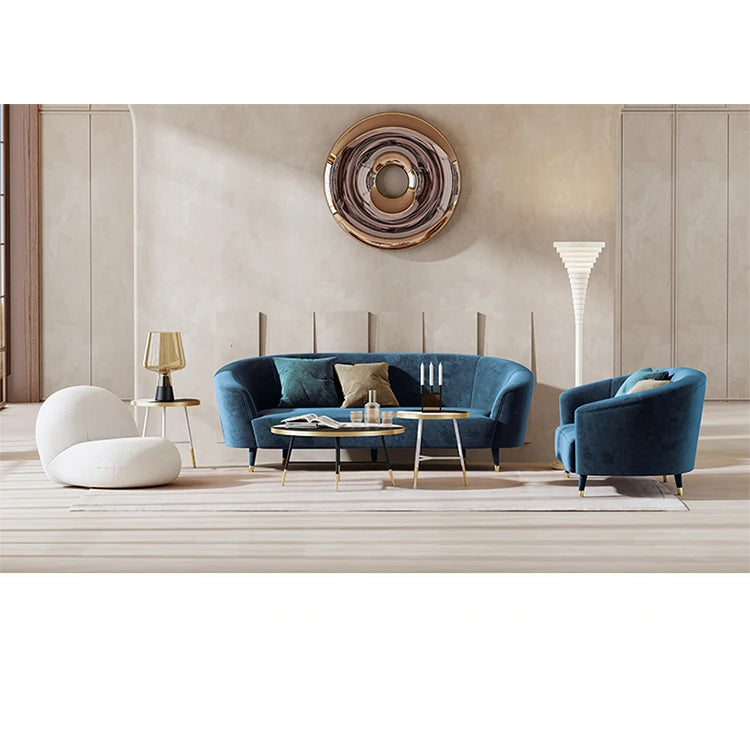 Elegant Blue Velvet Sofa with Pine Frame - Modern Comfort for Stylish Living Spaces fmfd-5070