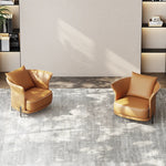 Stylish Solid Wood and Cowhide Leather Accent Chair - Modern Comfort for Your Living Room fmfd-5077