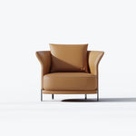 Stylish Solid Wood and Cowhide Leather Accent Chair - Modern Comfort for Your Living Room fmfd-5077