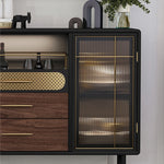 Modern Multi-Layer Board Cabinet with Stainless Steel and Glass Accents - Elegant Storage Solution fmsjj-4198